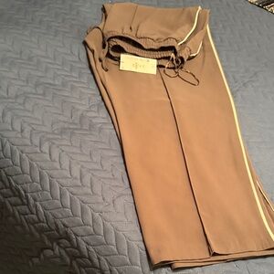 Primark Women's Gray Wide Leg Pants with White Stripe